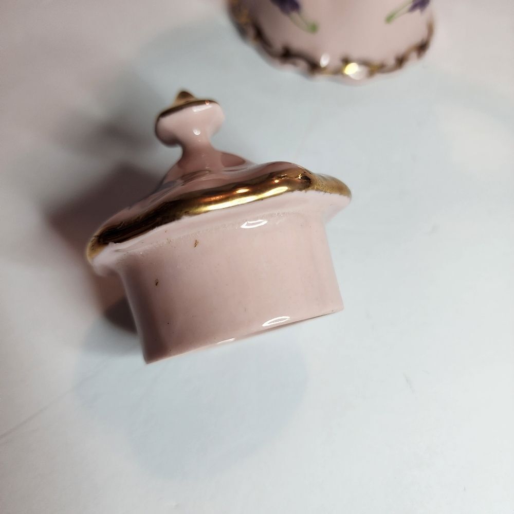 Leneige Vintage Pink and Gold Porcelean Tea Set With Purple Violets - Picture 7 of 16